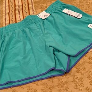 NWT Xersion Teal Running Shorts, Quick-Dri, Polyester Blend, Zip Pockets, XL